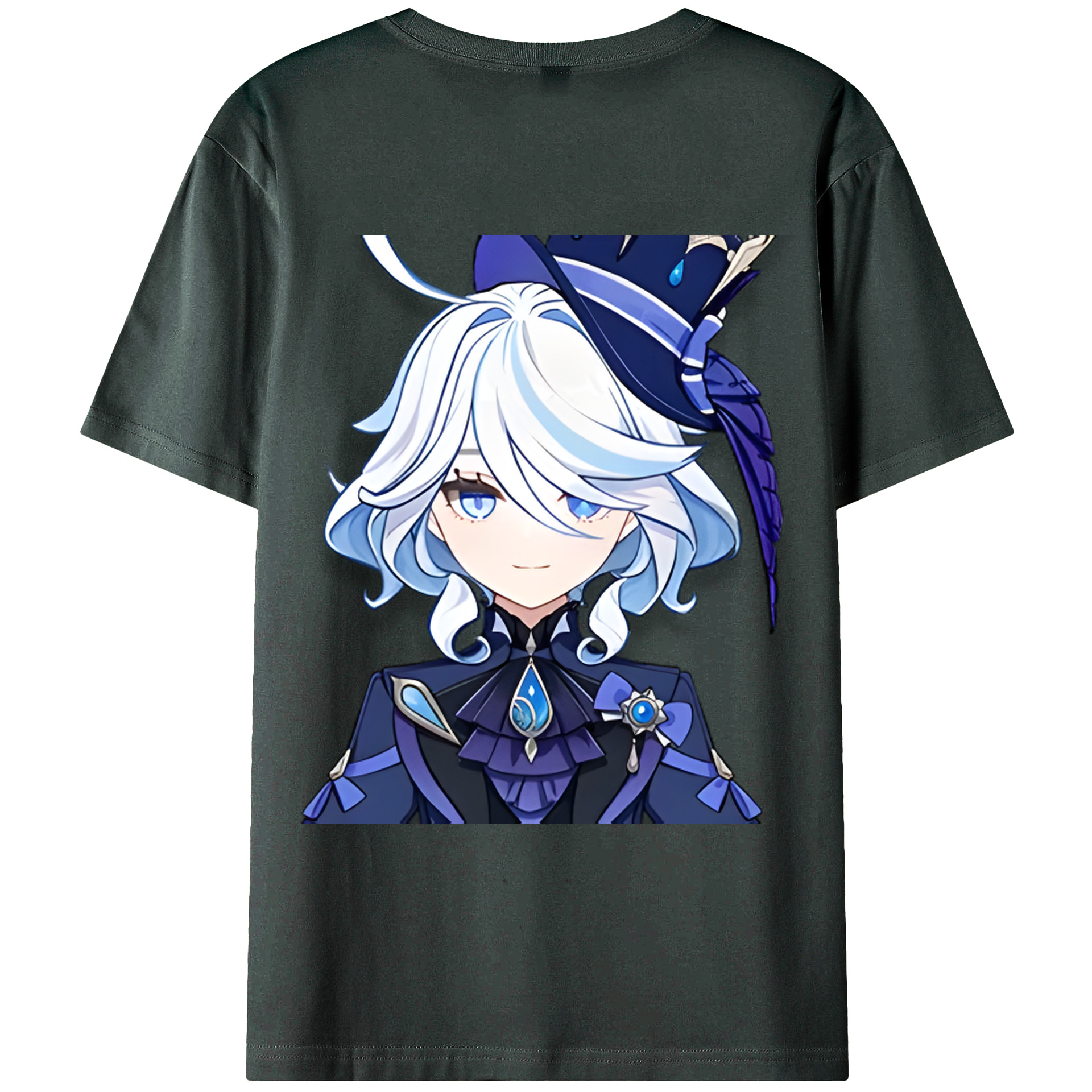 げんし神 フリーナ genshin Furina 綿100％ メンズ半袖Tシャツ（バックプリント） 通気性